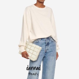 dannad beauty Cosmetiquera Acolchada con Diseño Cuadriculado, Portátil para Maquillaje (Blanco)