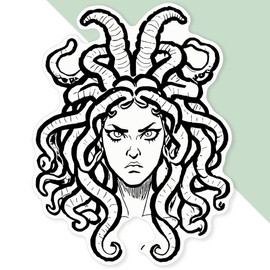 Azeeda 'Angry Medusa Gorgon' White Premium Vinyl Decal Sticker – Waterproof, Durable & Easy to Apply - Ideal for Car Bumpers, Windows, Bins and More (DW00110699)