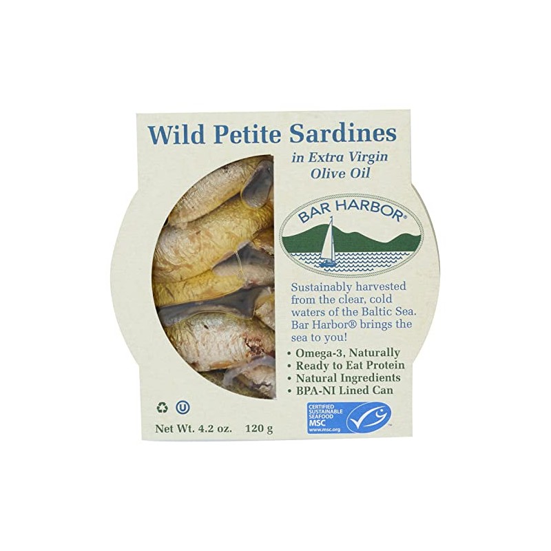 Bar Harbor Sardines Wild Petite Evoo, 4.2 Oz (Pack of