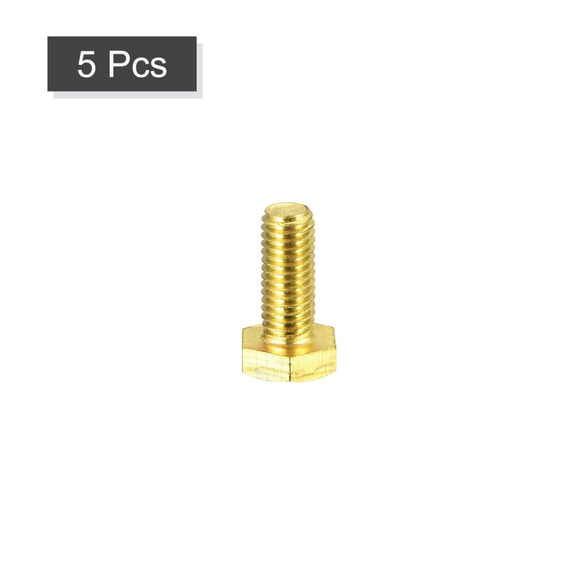 sourcing map Pack of 5 Hexagon Bolts, Brass, M8 x