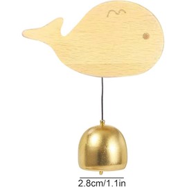 Door Bell Chime with Kitten Design, Wood and Metal Jingle Bells, Suction Cup Mount for Business Entry (Whale)
