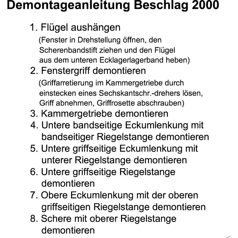 Schüco window handle bar fitting and Schüco fitting 2000 /
