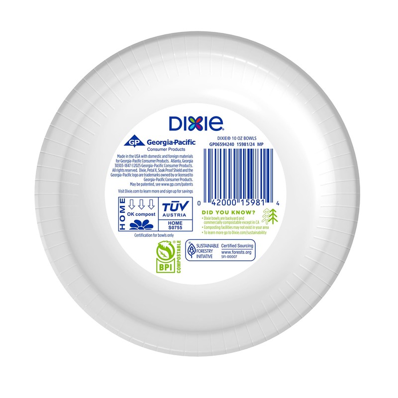 Dixie Small Paper Bowls, 10 Oz, 72 Count, Microwave-Safe, Soak-Proof,