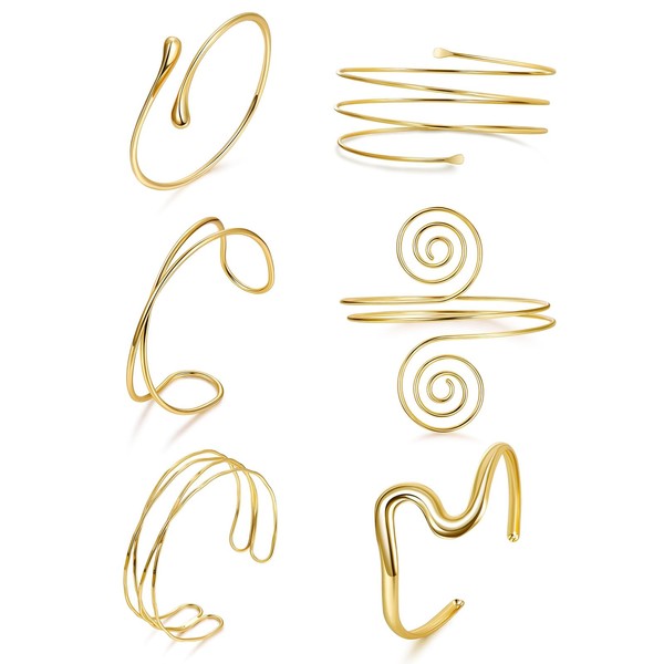 CharmBurst Women's Upper Bangle Gold Adjustable Bangle Gold Open Bangle