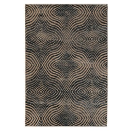 Superior Indoor Area Rug, Jute Backing, Modern Geometric Rugs for Entry, Living Room, Kitchen Floors, Bedroom, Office, Plush Floor Cover, Abstract Wavy Lines, Cullen Collection, 2' x 3', Brown Black
