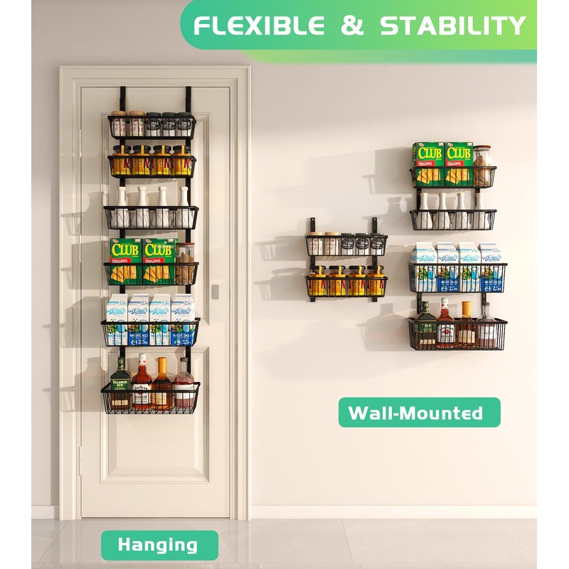 Mefirt 12 Inch Wide Narrow Over The Door Pantry Organizer,