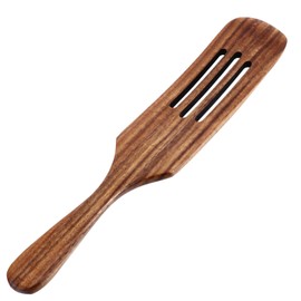 Milisten Wooden Slotted Spatula 12.2 Inch Long Handle Kitchen Shovel for Cooking Stir Fry Baking Non-Stick Kitchen Utensils Natural Wood