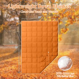 Peace nest Down Throw Blankets for Couch 50x70” Down Blanket for Indoor and Outdoor use Small Soft Lightweight Throw Blanket Orange