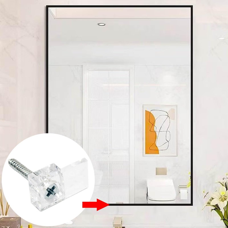 Zorfeter 22Pcs 3/8 Mirror Holder Clips, Crystal Clear Plastic Mirror