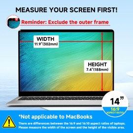 Laptop Privacy Screen 14 Inch 16:9 - Removable Anti-Glare Blue Light Computer Privacy Filter Shield & Protector for 14'' Hp Acer Asus Lenovo Dell Thinkpad Monitor
