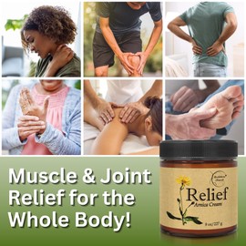 Brookethorne Naturals Relief Arnica Cream C Enriched with Lemongrass, Eucalyptus & Rosemary Essential Oils C All Natural Massage Lotion for Sore Muscles & Stiffness. Perfect for Massage Therapy by Brookethorne Naturals