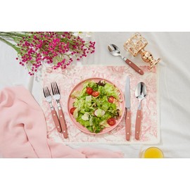 Annova Besteck-Set, 20-teilig, Edelstahlgriff mit Nieten/Retro-Besteck – 4 x Tafelmesser; 4 x Menügabel; 4 x Salatgabel; 4 x Esslöffel; 4 x Dessertlöffel (Braun)