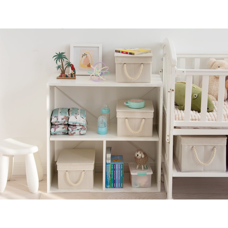 StorageWorks Storage Bins with Lids, Decorative Storage Boxes with Soft