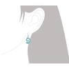 Sterling Silver Synthetic Blue Opal Spiral Wave Dangle Earrings