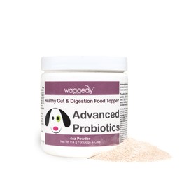 waggedy Advanced Probiotics Gut & Digestion Food Topper — Digestive Enzymes w/Papaya — Probiotic Powder — Cat & Dog Supplement Powder — Products for Dogs & Cats Over 6 Weeks (114g)