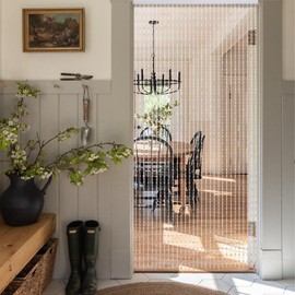 ANMINY 30 Strands Beaded Curtains Doorways 2 Panels Iridescent Crystal Door Beads Curtains High-Density Acrylic Hanging Doorway String Curtains for Window Room Wedding 35" x 79" - Oval Beads