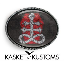 Kasket Kustoms Leviathan Cross Belt Buckle - Satanic Lucifer Symbol Handmade Buckle - 820