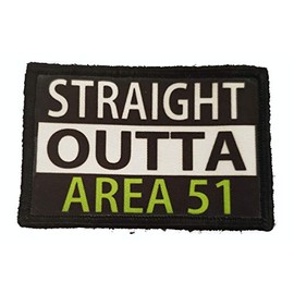 Redheaded Tshirts - Straight Outta Area 51 Morale Patch -Made in The USA- Funny Tactical Army Hook Patches Perfect for Your Plate Carrier Military Vest, hat, Backpack. Funny Patch