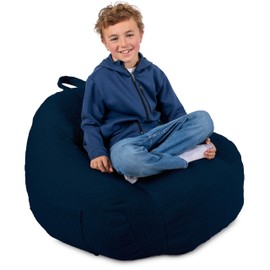 Big Joe Cloudberry Kids Foam-Filled Bean Bag Chair, Deep Blue Teddy Boucle
