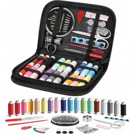 Timotech Kit de Costura Portátil con Hilos, Agujas y Tijeras, Set de Costurero de Emergencia para Viaje y Hogar con Estuche de Cremallera, Accesorios de Costura y Confección para Principiantes