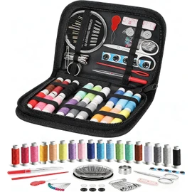 Timotech Kit de Costura Portátil con Hilos, Agujas y Tijeras, Set de Costurero de Emergencia para Viaje y Hogar con Estuche de Cremallera, Accesorios de Costura y Confección para Principiantes