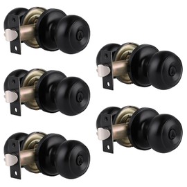 Gobrico Keyed-Alike Exterior Door Knobs Flat Ball Door Locksets with Same Key, 5Pack