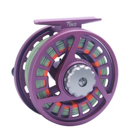 Maximumcatch Tino Fly Reel Purple/Black in 3/4, 5/6, 7/8wt, and Fly Fishing Reel with Lines (Purple (with Lines), 3-4 WT)