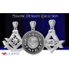 US Jewels Men's 925 Sterling Silver 35mm Masonic Pendant