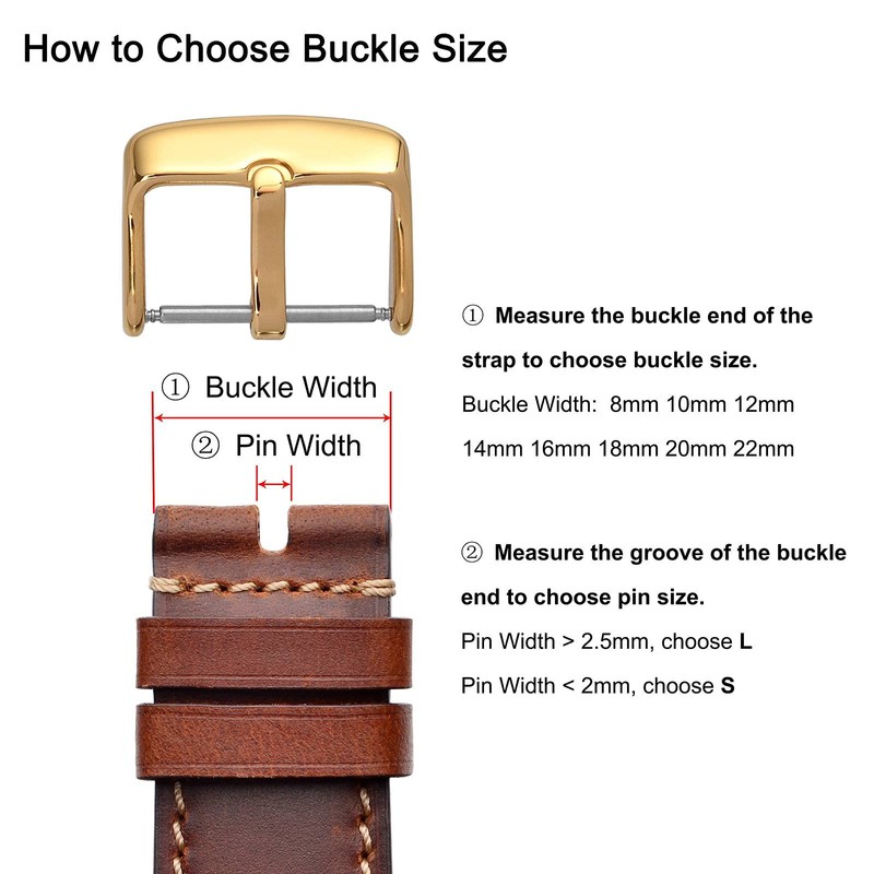 WOCCI 16mm Replacement Buckle for Watch Band, Large Pin Hole