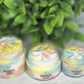 183 Scent Options 1oz Small Sample, Whipped Body Butter Non-Greasy Whipped Natural Shea Butter, Kokum Butter, Cocoa Butter, Mango Butter Body. NO WATER - Scent: Light Blue Women Type