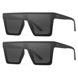 HENGOSEN Square Oversized Sunglasses for Women Men 3 Pack Large Flat Top Women Trendy Fashion Sun Glasses UV400 (3 Pack Black)