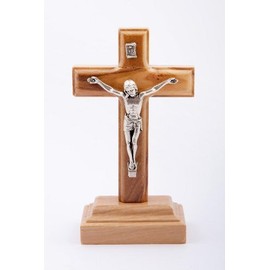 Crucifix Free Standing 11 cm high .Free Standing cross. Standing.Crucifix Wood on a stand. Olive wood cross