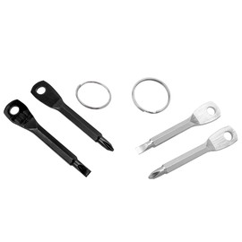 Yakamoz 8Pcs Portable Keychain Screwdriver Set, Mini Pocket Screwdriver Set Keychain with Key Ring Outdoor Tool Kit Stainless Steel Black& Silver