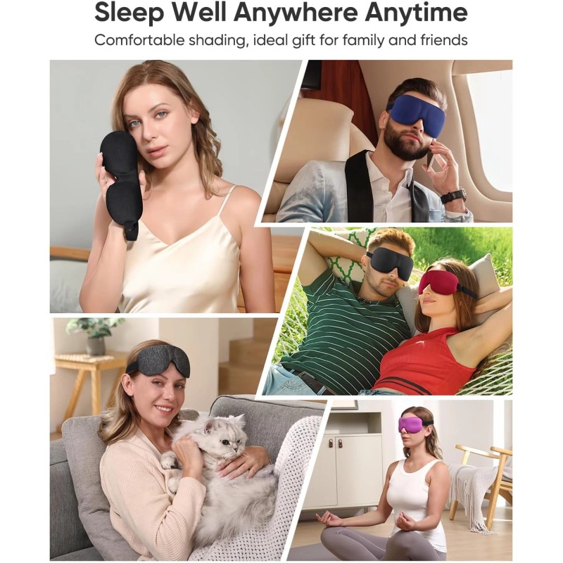 LKY DIGITAL Sleep Mask for Side Sleeper 3 Pack, Blackout