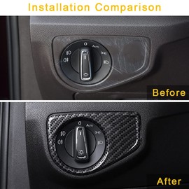 CHICHENKJ Headlight Control Switch Cover for Volkswagen Atlas 2018 2019 2020 2021 2022 2023 Atlas Cross Sport Car Accessories ABS Carbon Fiber Pattern