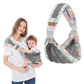 IULONEE Portable Breathable Baby Sling 3D Mesh Fabric Wrap Baby Carrier Adjustable Sling Easy Toddler Carrier Comfortable Baby Wrap Carrier Baby Carrier Wrap for Newborn Up to 3-36 Months (Grey)
