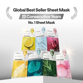 MEDIHEAL Essential Sheet Mask - Collagen Face Sheet Mask, for Skin Firming, Plumping with 98% Vegan Collagen, Hyaluronic Acid, Korean Face Mask, Korean Skincare, Vegan, 10pcs