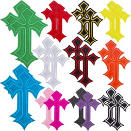 26 Pieces Cross Embroidery Patches Iron on/Sew on Vintage Crucifix Patch Decorative Repair Appliques for DIY Clothing T-Shirts Jeans Hats Jackets Backpacks Crafts, 13 Colors