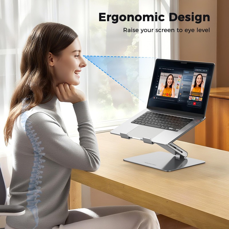 AboveTEK Laptop Stand, Adjustable Portable Computer Riser, Ergonomic Aluminum Notebook