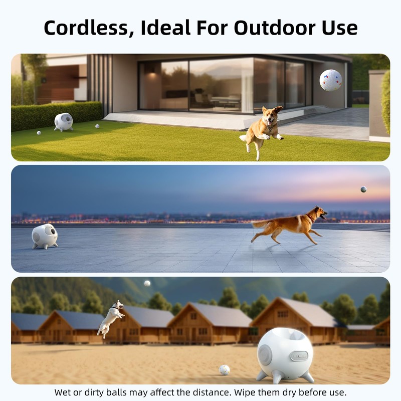 uahpet Automatic Ball Launcher for Dogs with Obstacle Detection, 20ft-80ft