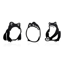 Natrlart Japanese 3-Piece Frog Wall Sculptures - Flat Iron Metal Art for Modern Home Décor & Office Wall Decorations