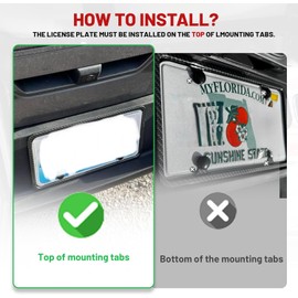 RED WOLF License Plate Frame 1 Pack, Carbon Fiber Pattern Finish Car Tag Holder, 6 x 12 Front Rear Bracket w/Screw Caps, Rustproof Unbreakable Universal for Car Van Without Obstruction