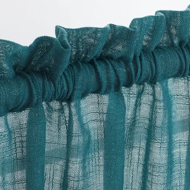 Rooney 2 Piece Semi-Sheer Linen Look Rod Pocket Window Treatment Tier Curtains Drape Set (27" W X 36" L, Teal)