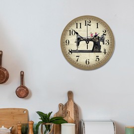 godblessign Sewing Room Clock Sewing Machine Large Wall Clocks Battery Operated 12 Inch Non-Ticking Retired Home Decor Wall Decor for Home Kitchen Office School Bathroom