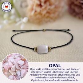 Glücksschmiedin – Edelstein Armband mit Opal & Goldperlen – Heilstein für Liebe, Leidenschaft & Abenteuer – Geschenkset mit Grußkarte – Handgefertigt in Deutschland