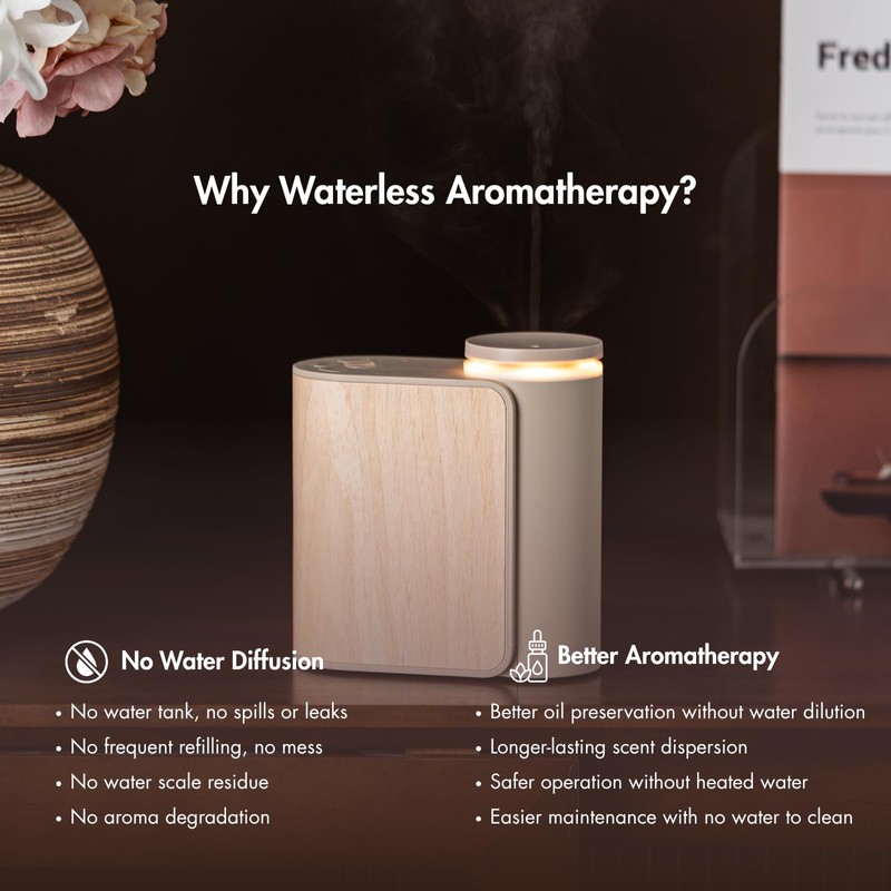 ZMARKRAFT® Waterless Essential Oil Diffuser w Solid Wood Cover 3