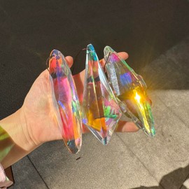 LUFOX 3PCS 4.7" Large Crystal Suncatchers Prisms Rainbow Make Hanging Suncatchers with Glass Prism for Windows, Room, Garden Fantasy Aesthetic Home Decor（AB Color）