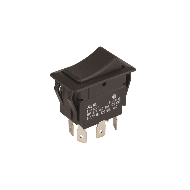 Rocker Switches, On-On Circut Function, DPDT, 20/10 amps at 125/250