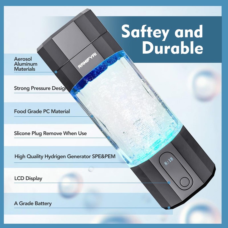 RAMIFYAI New Upgrade 10000PPB Hydrogen Water Bottle Seven Colorful Light