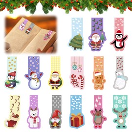 Christmas Bookmarks Children, Pack of 30 Magnetic Bookmarks, Colourful, Christmas Gifts, Magnetic Markings, Santa Snowman, Page Clips, Markers, Bookmark Clips for Children, Students